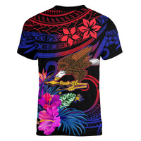 American Samoa Women V Neck T Shirt Manu'a Cession Day Polynesian Tribal - Wonder Print Shop