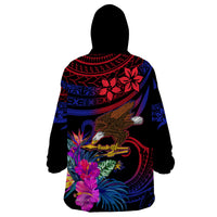 Custom American Samoa Wearable Blanket Hoodie Manu'a Cession Day Polynesian Tribal - Wonder Print Shop
