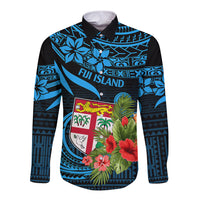 Fiji Islands Long Sleeve Button Shirt With Polynesian Tribal Happy National Day - Wonder Print Shop