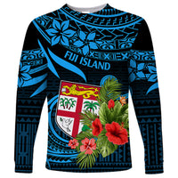 Fiji Islands Long Sleeve Shirt With Polynesian Tribal Happy National Day - Wonder Print Shop