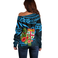 Custom Fiji Islands Off Shoulder Sweater With Polynesian Tribal Happy National Day - Wonder Print Shop