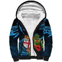 Custom Fiji Islands Sherpa Hoodie With Polynesian Tribal Happy National Day - Wonder Print Shop