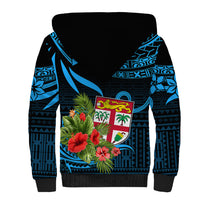 Custom Fiji Islands Sherpa Hoodie With Polynesian Tribal Happy National Day - Wonder Print Shop