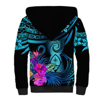 Polynesian Guam Sherpa Hoodie With Latte Stone Happy Liberation Day - Wonder Print Shop