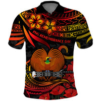PNG Remembrance Day Polo Shirt Polynesian Tribal and Poppy - Wonder Print Shop