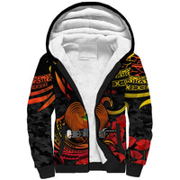PNG Remembrance Day Sherpa Hoodie Polynesian Tribal and Poppy - Wonder Print Shop