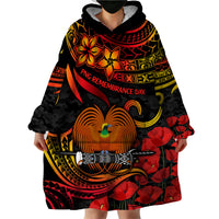 PNG Remembrance Day Wearable Blanket Hoodie Polynesian Tribal and Poppy - Wonder Print Shop