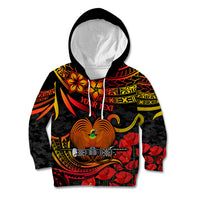 Custom PNG Remembrance Day Kid Hoodie Polynesian Tribal and Poppy - Wonder Print Shop