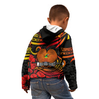 Custom PNG Remembrance Day Kid Hoodie Polynesian Tribal and Poppy - Wonder Print Shop