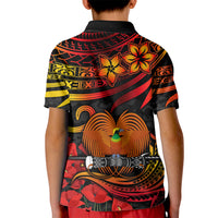 Custom PNG Remembrance Day Kid Polo Shirt Polynesian Tribal and Poppy - Wonder Print Shop