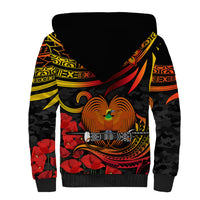 Custom PNG Remembrance Day Sherpa Hoodie Polynesian Tribal and Poppy - Wonder Print Shop