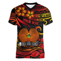 Custom PNG Remembrance Day Women V Neck T Shirt Polynesian Tribal and Poppy - Wonder Print Shop