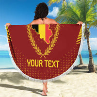 Custom Belgium Football Beach Blanket Royal Belgian 1895 with Map Style LT9 - Wonder Print Shop