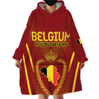 Custom Belgium Football Wearable Blanket Hoodie Royal Belgian 1895 with Map Style - Wonder Print Shop