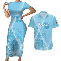 Custom Belgium 1895 Football Couples Matching Short Sleeve Bodycon Dress and Hawaiian Shirt De Rode Duivels Come Together LT9 - Wonder Print Shop