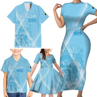 Custom Belgium 1895 Football Family Matching Short Sleeve Bodycon Dress and Hawaiian Shirt De Rode Duivels Come Together - Wonder Print Shop