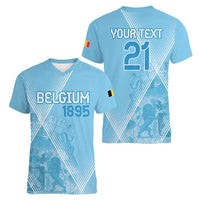 Custom Belgium 1895 Football Women V-Neck T-Shirt De Rode Duivels Come Together - Wonder Print Shop
