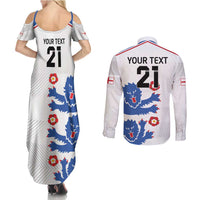 Custom England Football Couples Matching Summer Maxi Dress and Long Sleeve Button Shirt Simple Triple Lions LT9 - Wonder Print Shop