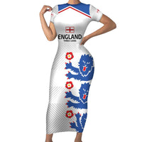 Custom England Football Family Matching Short Sleeve Bodycon Dress and Hawaiian Shirt Simple Triple Lions - Wonder Print Shop