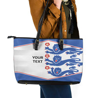 Custom England Football Leather Tote Bag Simple Triple Lions - Wonder Print Shop