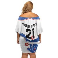 Custom England Football Off Shoulder Short Dress Simple Triple Lions - Wonder Print Shop