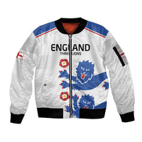 Custom England Football Sleeve Zip Bomber Jacket Simple Triple Lions - Wonder Print Shop