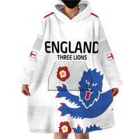 Custom England Football Wearable Blanket Hoodie Simple Triple Lions - Wonder Print Shop