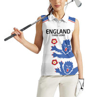 Custom England Football Women Sleeveless Polo Shirt Simple Triple Lions - Wonder Print Shop