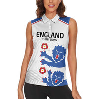 Custom England Football Women Sleeveless Polo Shirt Simple Triple Lions - Wonder Print Shop