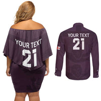 Custom England Football Couples Matching Off Shoulder Short Dress and Long Sleeve Button Shirt Come On Champions LT9 - Wonder Print Shop