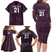 Custom England Football Family Matching Long Sleeve Bodycon Dress and Hawaiian Shirt Come On Champions LT9 - Wonder Print Shop