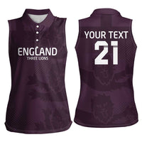 Custom England Football Women Sleeveless Polo Shirt Come On Champions - Wonder Print Shop