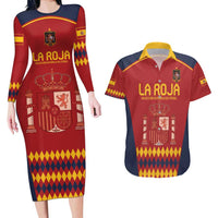 Custom Spain Football Couples Matching Long Sleeve Bodycon Dress and Hawaiian Shirt Come on La Roja LT9 - Wonder Print Shop