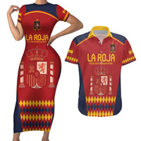 Custom Spain Football Couples Matching Short Sleeve Bodycon Dress and Hawaiian Shirt Come on La Roja LT9 - Wonder Print Shop