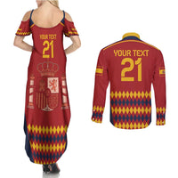 Custom Spain Football Couples Matching Summer Maxi Dress and Long Sleeve Button Shirt Come on La Roja LT9 - Wonder Print Shop
