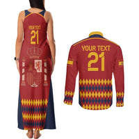 Custom Spain Football Couples Matching Tank Maxi Dress and Long Sleeve Button Shirt Come on La Roja LT9 - Wonder Print Shop