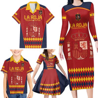 Custom Spain Football Family Matching Long Sleeve Bodycon Dress and Hawaiian Shirt Come on La Roja LT9 - Wonder Print Shop