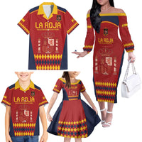 Custom Spain Football Family Matching Off The Shoulder Long Sleeve Dress and Hawaiian Shirt Come on La Roja - Wonder Print Shop