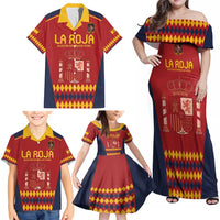 Custom Spain Football Family Matching Off Shoulder Maxi Dress and Hawaiian Shirt Come on La Roja LT9 - Wonder Print Shop
