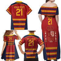 Custom Spain Football Family Matching Off Shoulder Maxi Dress and Hawaiian Shirt Come on La Roja LT9 - Wonder Print Shop
