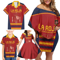 Custom Spain Football Family Matching Off Shoulder Short Dress and Hawaiian Shirt Come on La Roja LT9 - Wonder Print Shop
