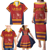 Custom Spain Football Family Matching Puletasi and Hawaiian Shirt Come on La Roja - Wonder Print Shop