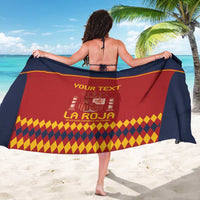 Spain football sarong spread wide, red center with La Roja crest and navy border