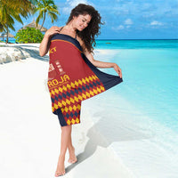 Womens Spain football sarong, red and navy diamond pattern with La Roja text
