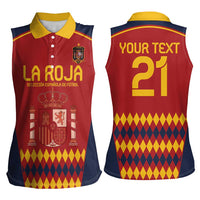 Custom Spain Football Women Sleeveless Polo Shirt Come on La Roja - Wonder Print Shop