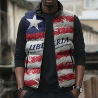 Personalized Liberia Lone Star Flag Sleeveless Puffer Jacket