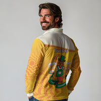 Oktoberfest Bratwurst Hotdog Personalized Long Sleeve Polo Shirt Bavarian Pattern Foam Beer Style