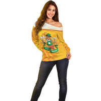 Oktoberfest Bratwurst Hotdog Personalized Off Shoulder Sweater Bavarian Pattern Foam Beer Style