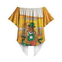 Oktoberfest Bratwurst Hotdog Personalized Off Shoulder Wrap Waist Top Bavarian Pattern Foam Beer Style