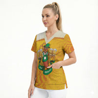 Oktoberfest Bratwurst Hotdog Personalized Scrub Top Bavarian Pattern Foam Beer Style